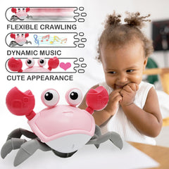 Pbooo Tummy Time Crab Toy side view demonstrates crab-like crawling motion.