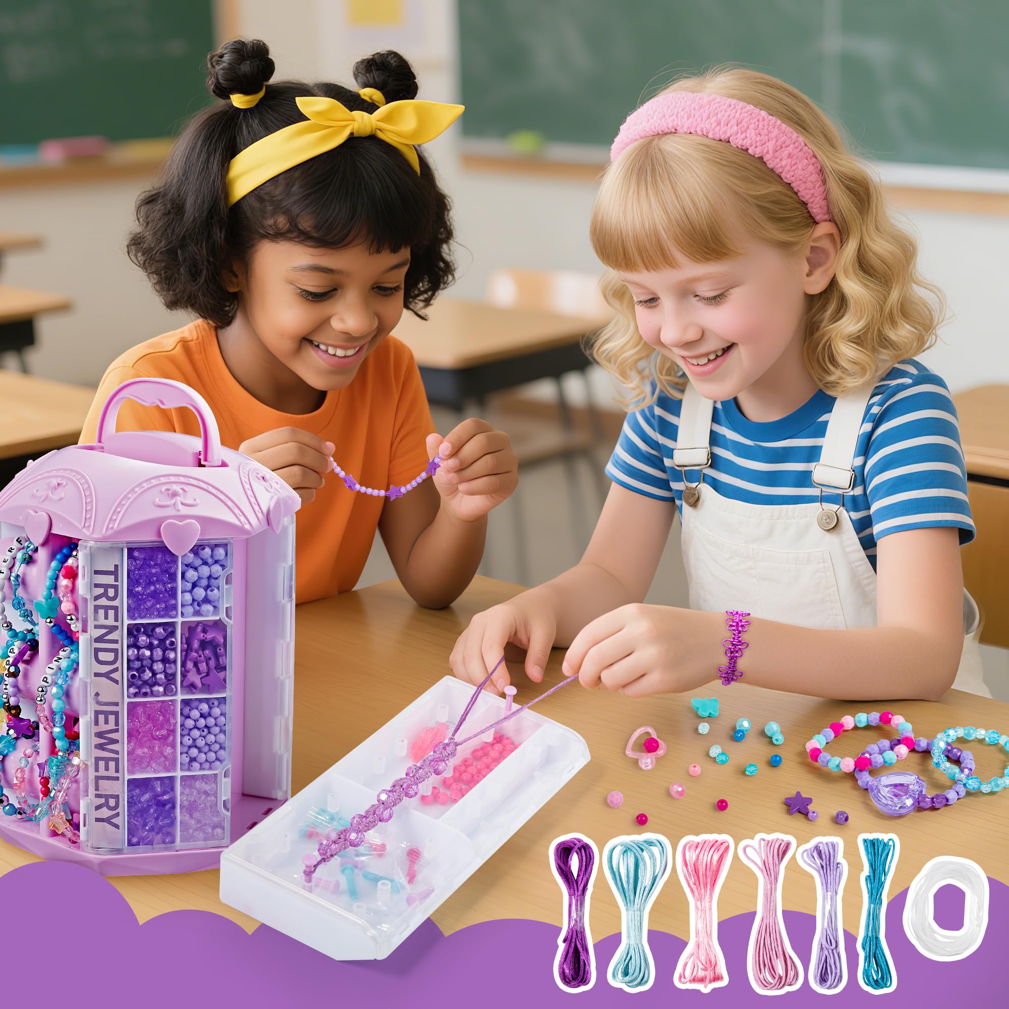 P&C Bead Bracelet Kit includes pony beads and sparkly gems for bold styles.