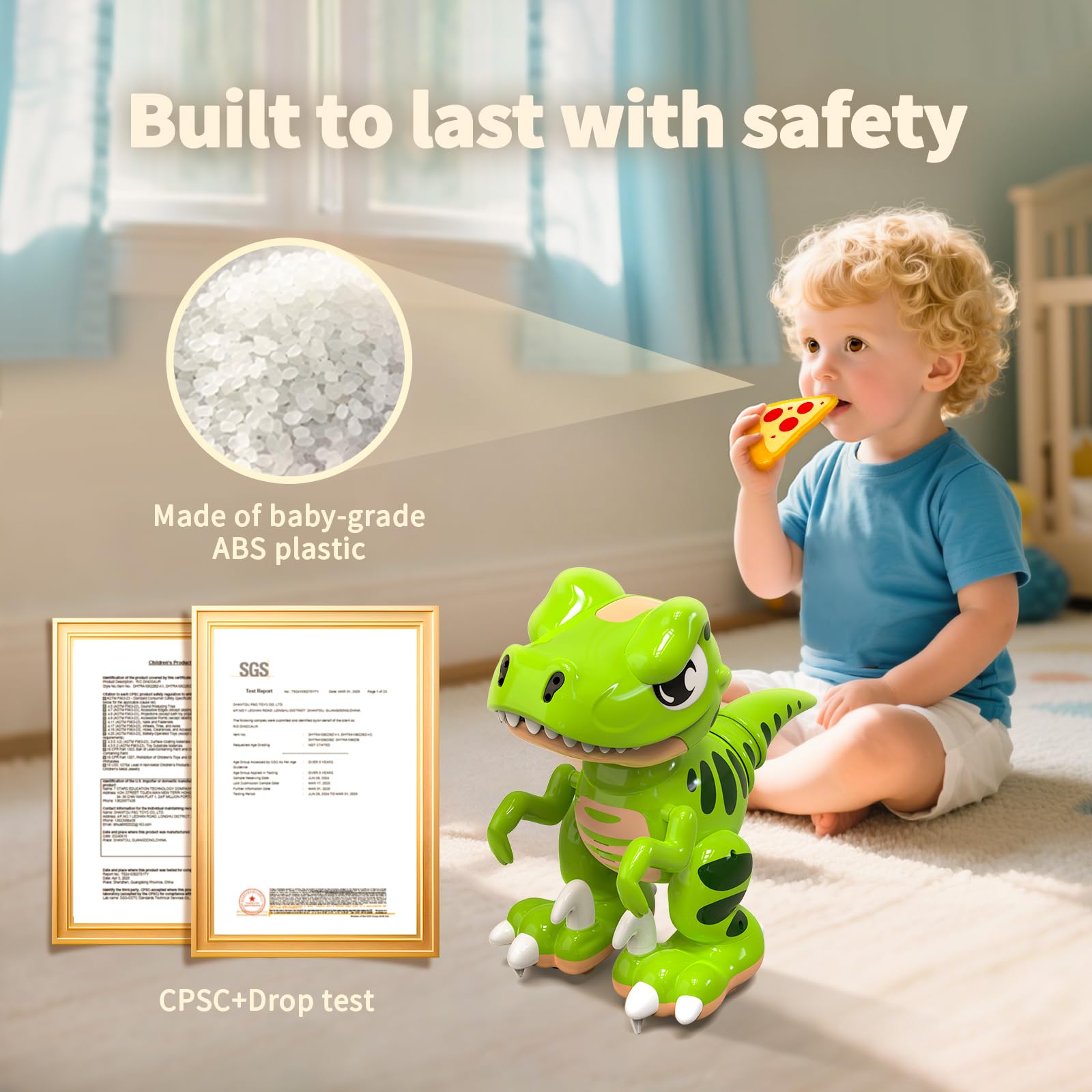 P&amp;C dino with safe rounded design for worry-free handling