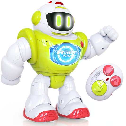 P&C Learning Toys walking robot with remote control and flashing lights for active play.