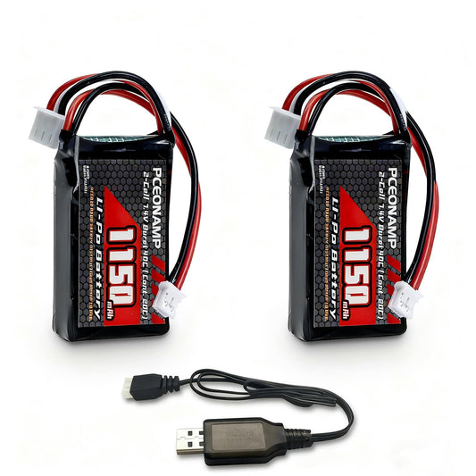 PCEONAMP SCX24 battery 1150mAh 2S compact power for RC cars.