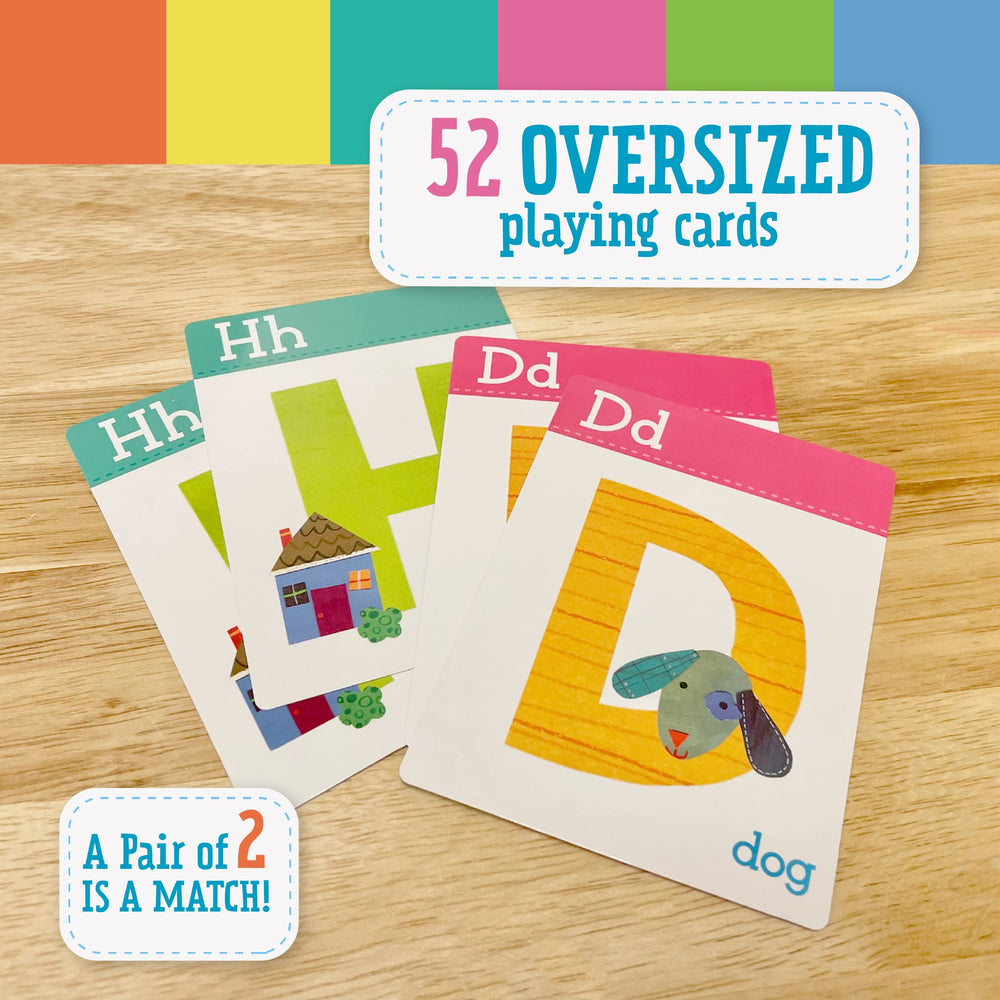 Sturdy, easy-to-open packaging keeps Peaceable Kingdom Alphabet Go Fish safe during play.