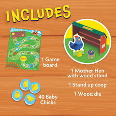 Peaceable Kingdom Count Your Chickens wooden chicks ready for cooperative counting.