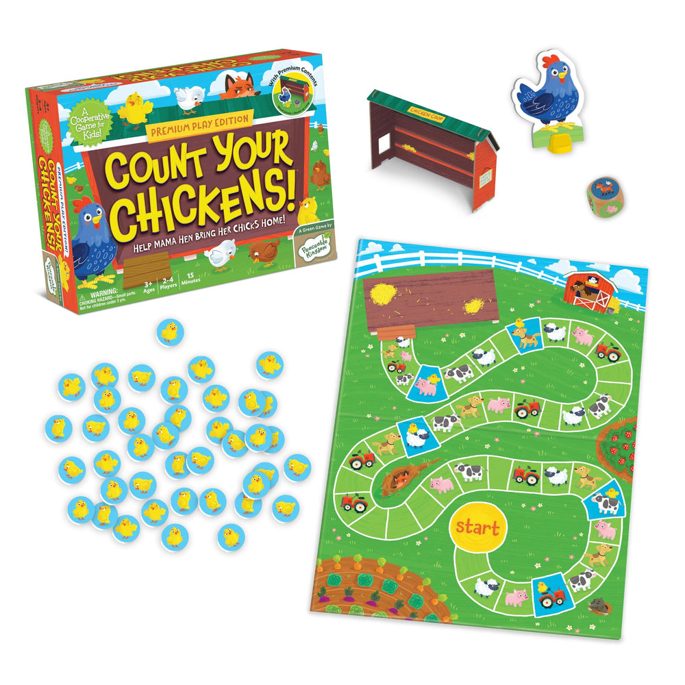 Peaceable Kingdom Count Your Chickens Mama Hen wooden piece engages tactile counting.