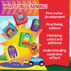 Peaceable Kingdom Crash Monsters foam monster blocks invite stacking and counting practice.