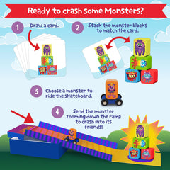 Peaceable Kingdom Crash Monsters skateboard action shows ramp play for active fun.