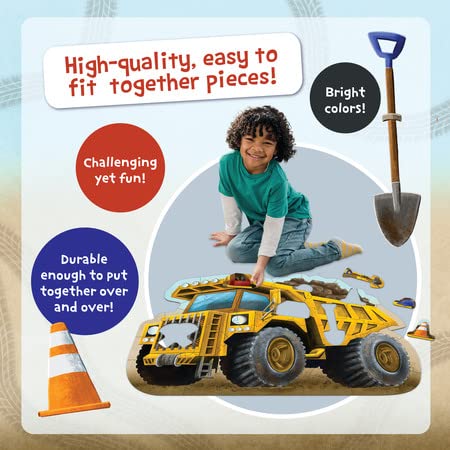 Peaceable Kingdom dump truck floor puzzle bright colors enhance visual engagement