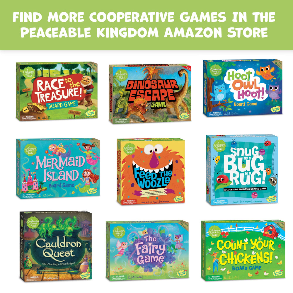 Peaceable Kingdom Feed the Woozle kids playing together strengthens social skills.