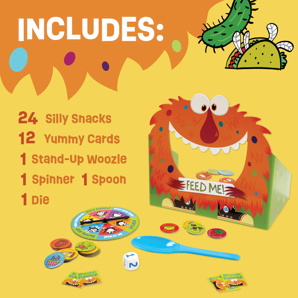 Peaceable Kingdom Feed the Woozle instruction booklet guides simple setup.