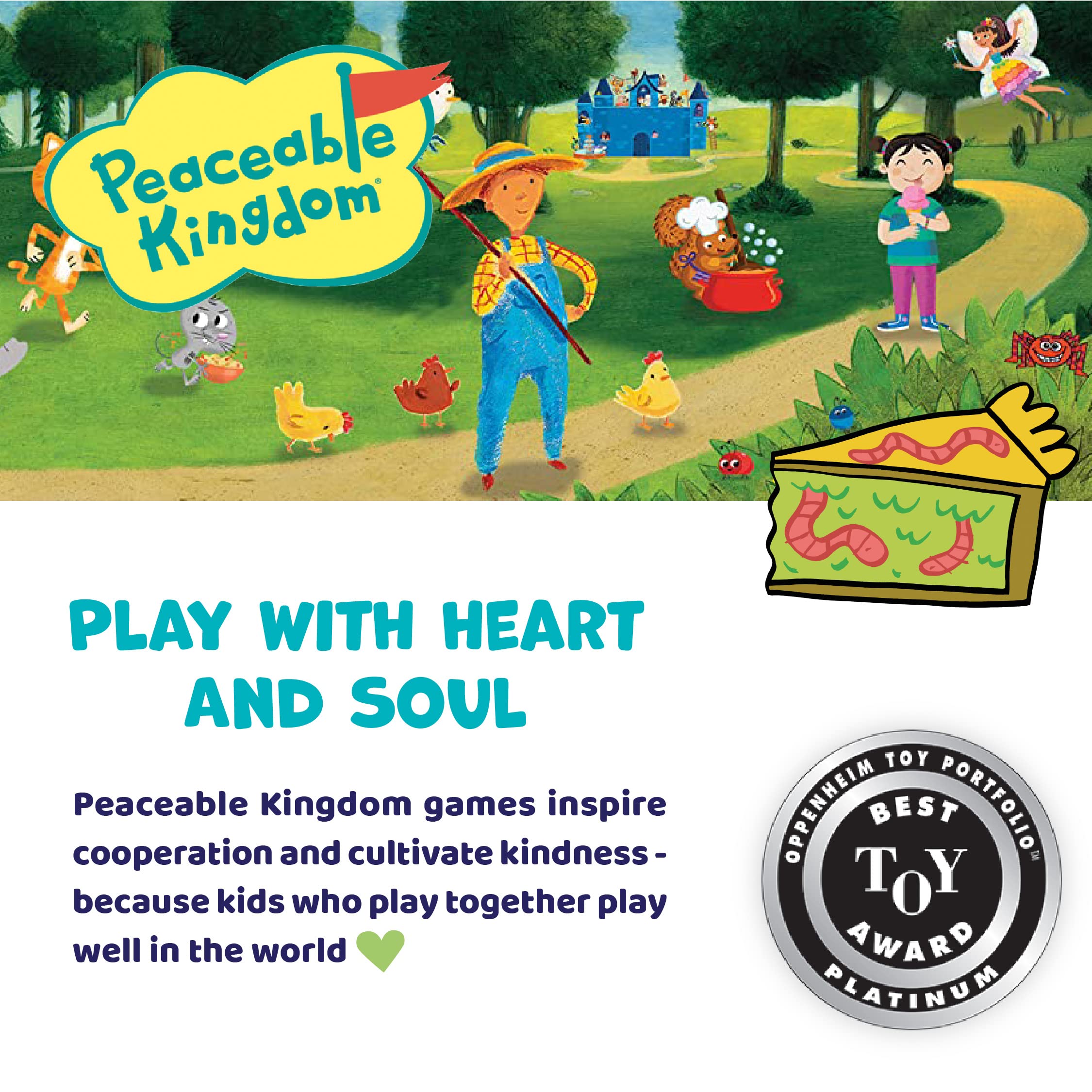 Peaceable Kingdom Feed the Woozle play mat shows group activity.