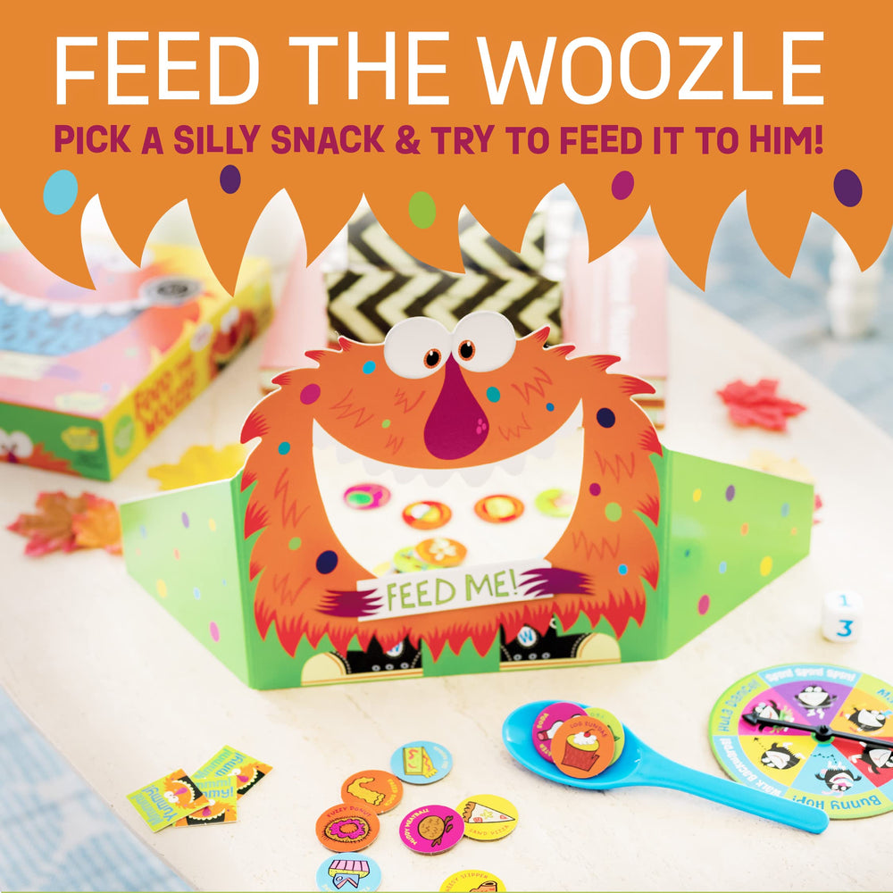 Peaceable Kingdom Feed the Woozle silly snacks array sparks imaginative play.