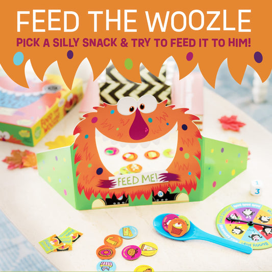 Peaceable Kingdom Feed the Woozle silly snacks array sparks imaginative play.