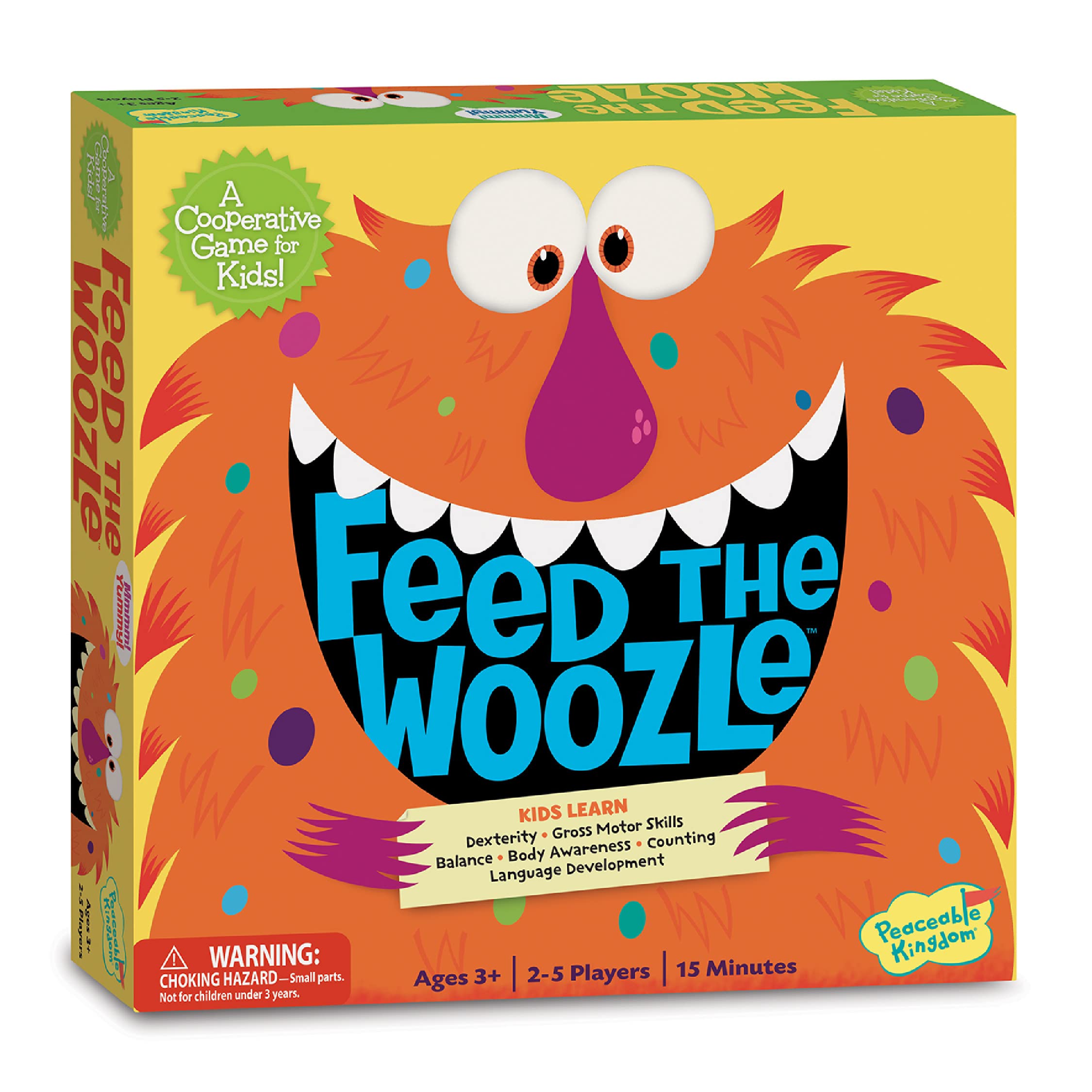Peaceable Kingdom Feed the Woozle figure ready for cooperative feeding play.