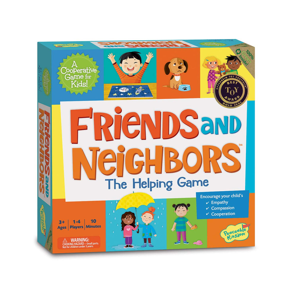 Peaceable Kingdom box cover showing Friends and Neighbors for cooperative learning