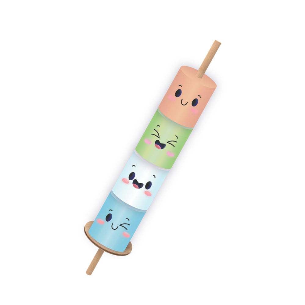 Peaceable Kingdom Happy Marshmallow packaging and parent guide; provides simple setup tips