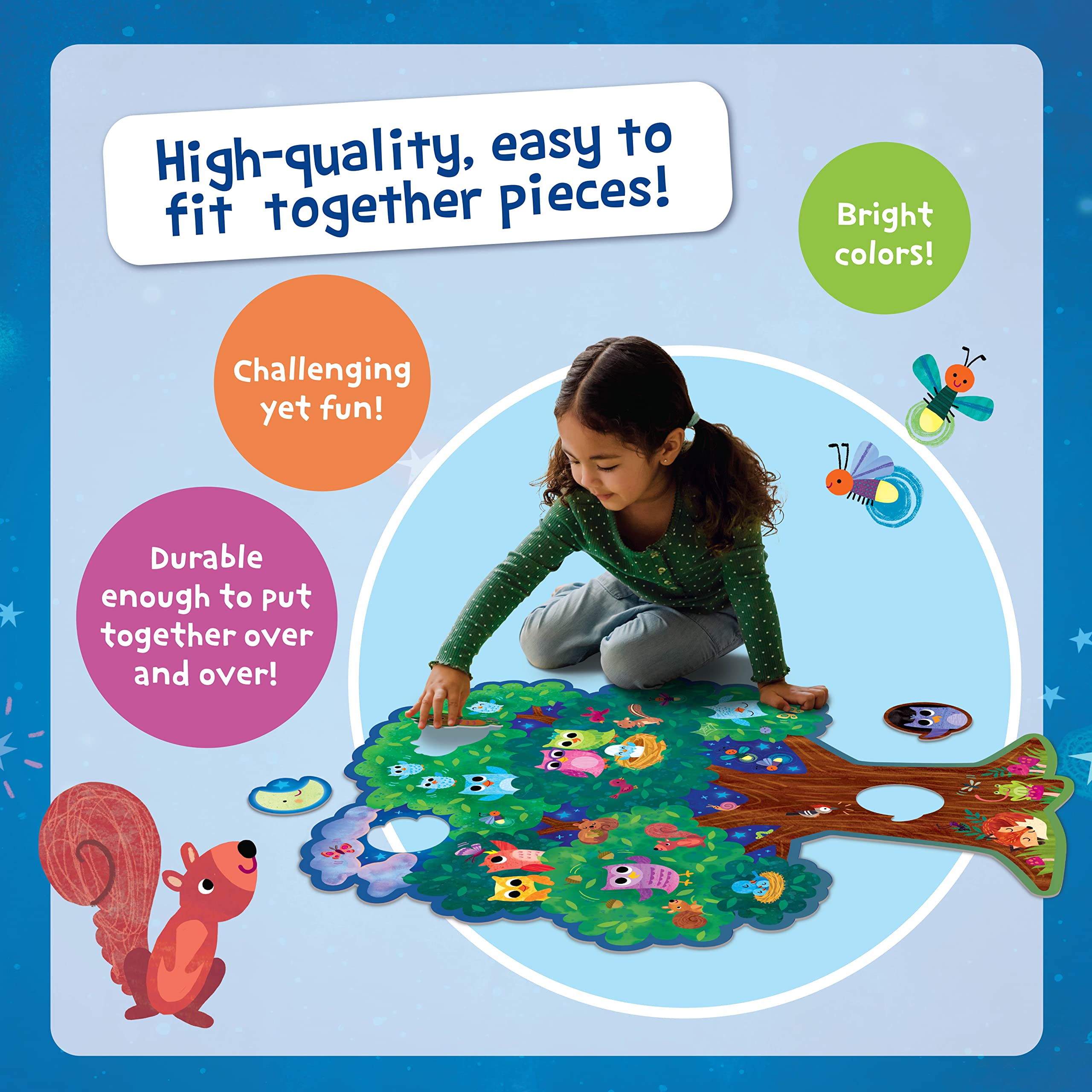 Peaceable Kingdom Hoot Owl Hoot puzzle carries with handle for easy transport between rooms