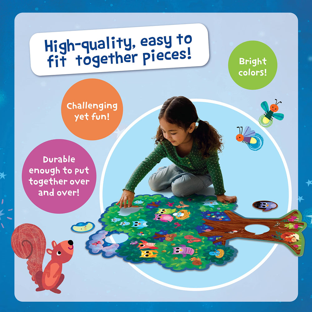 Peaceable Kingdom Hoot Owl Hoot puzzle carries with handle for easy transport between rooms