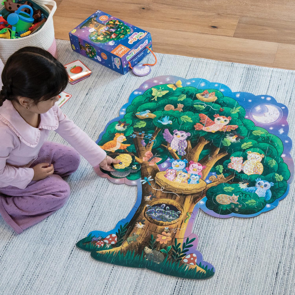 Peaceable Kingdom Hoot Owl Hoot puzzle pieces encourage visual recognition and fine-motor practice