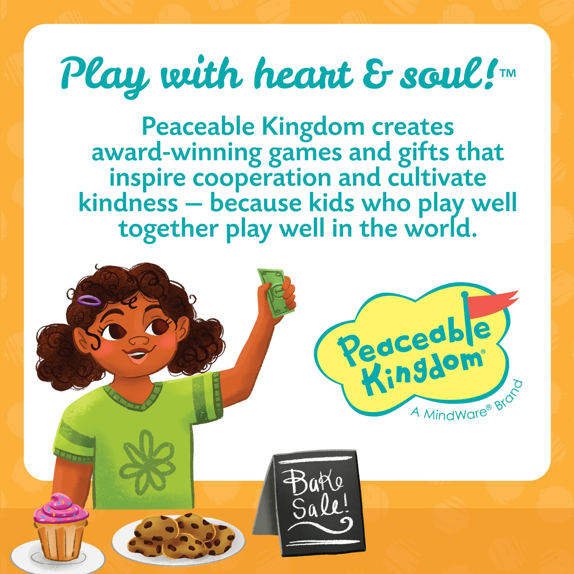 Peaceable Kingdom Money Bunch dollar bills and quarters offer tangible learning cues.