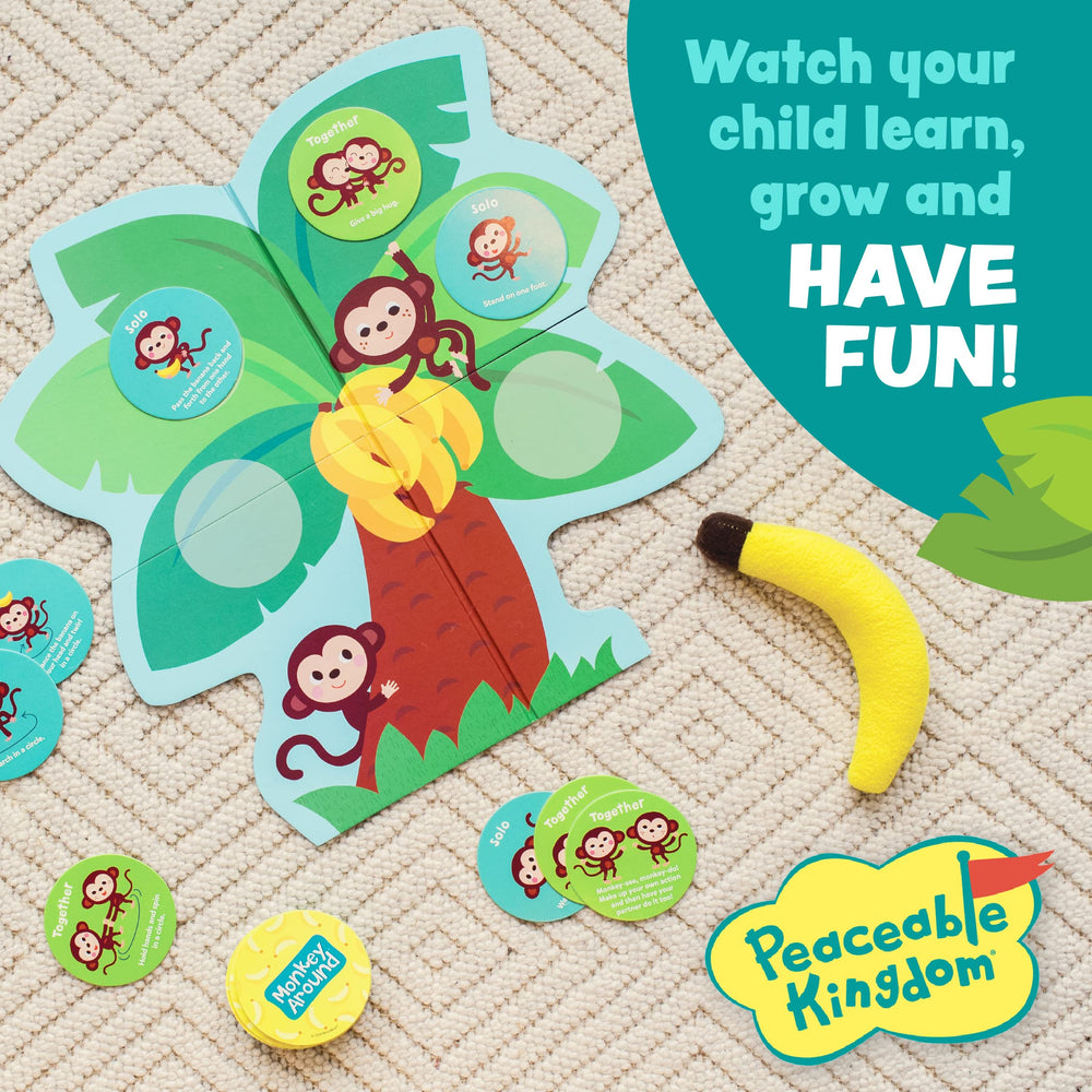 Peaceable Kingdom Monkey Around: promotes gross motor skills through hopping and marching.