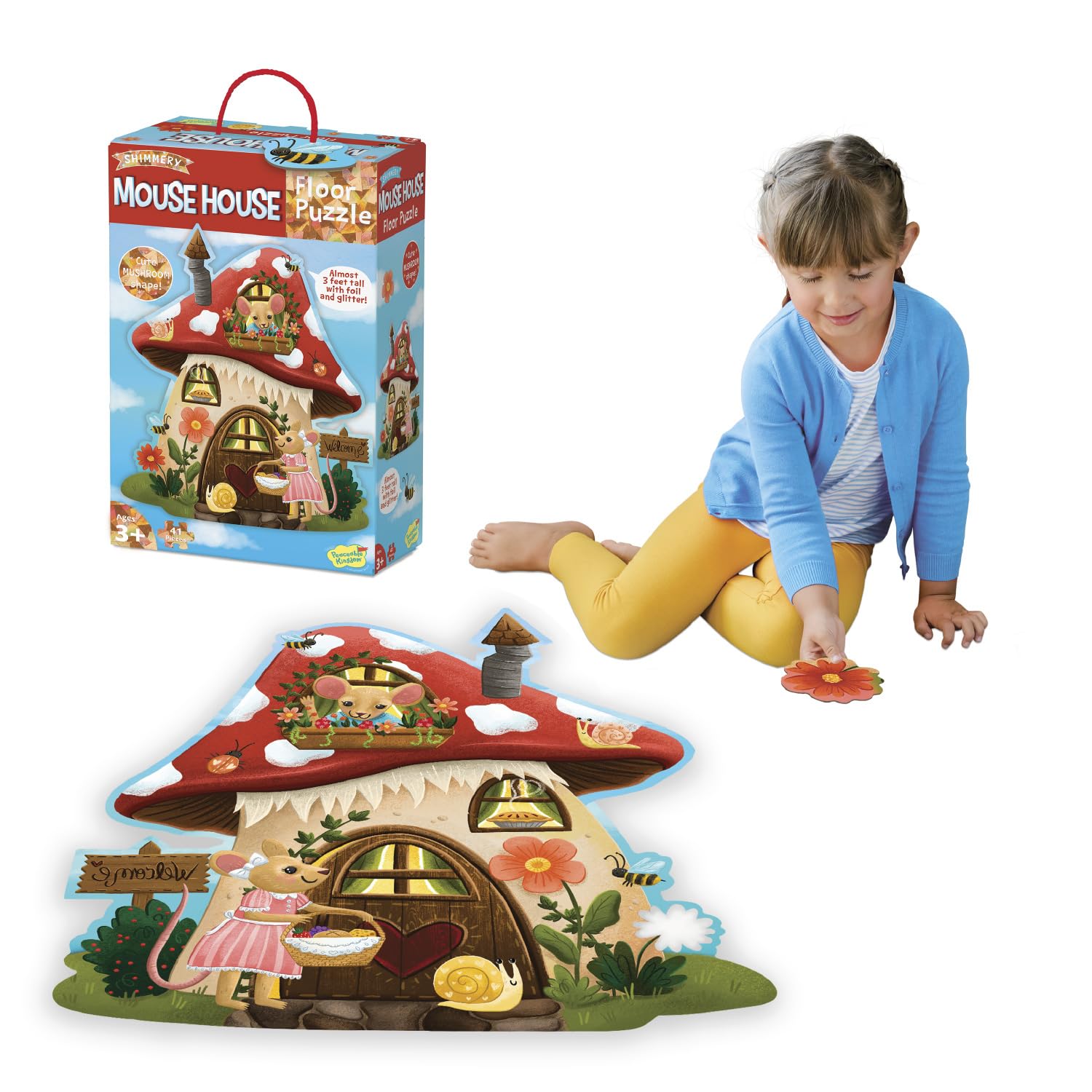 Peaceable Kingdom Mushroom House puzzle with bee detail for interactive learning