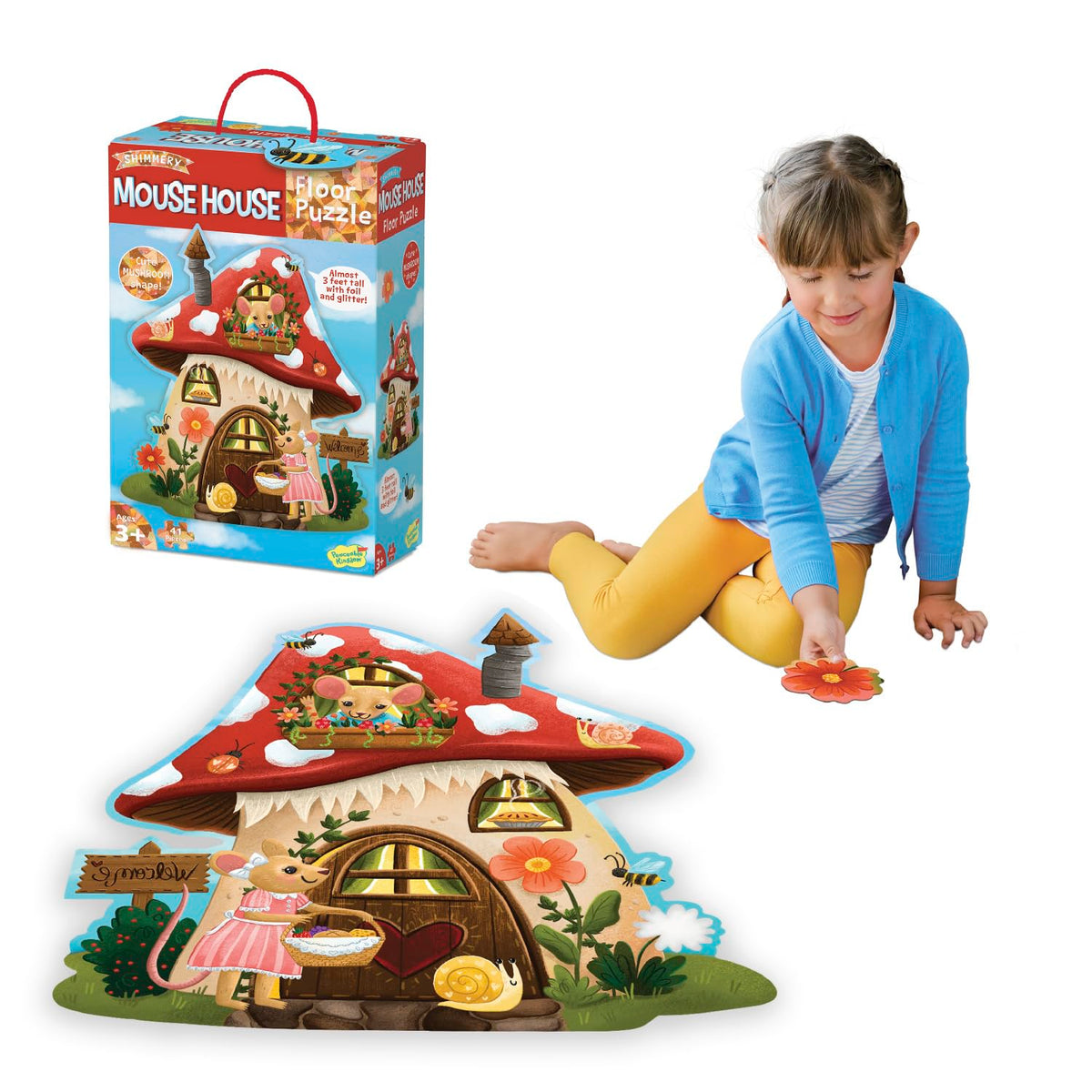Peaceable Kingdom Mushroom House puzzle with bee detail for interactive learning