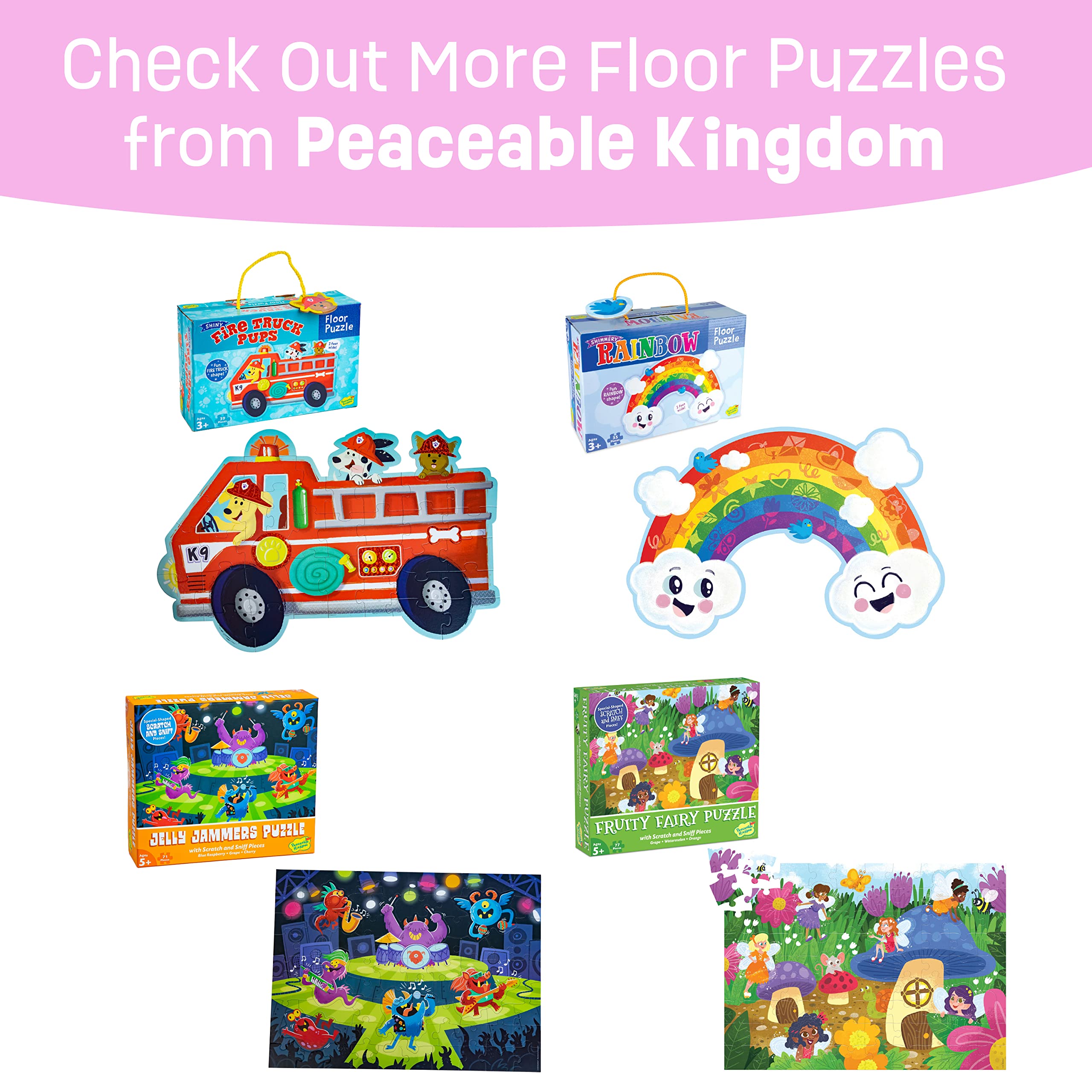 Peaceable Kingdom Shimmery Magical Mermaid Floor Puzzle boosts visual recognition through play.