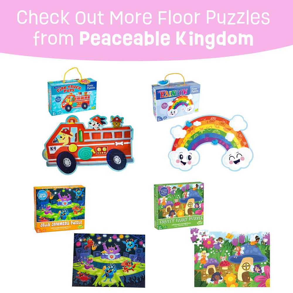 Peaceable Kingdom Shimmery Magical Mermaid Floor Puzzle boosts visual recognition through play.