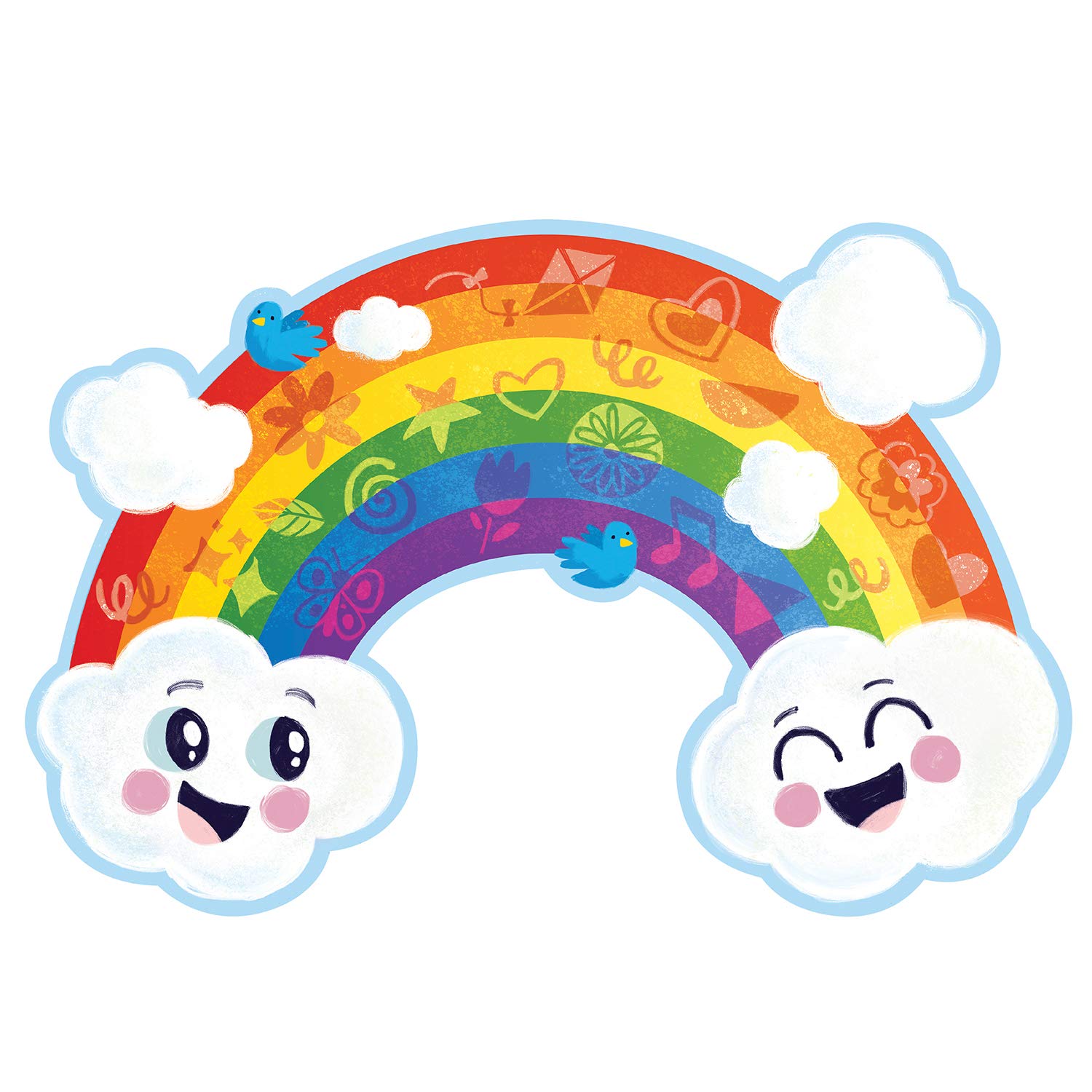 Peaceable Kingdom Shimmery Rainbow Floor Puzzle kite piece invites shape recognition during group play