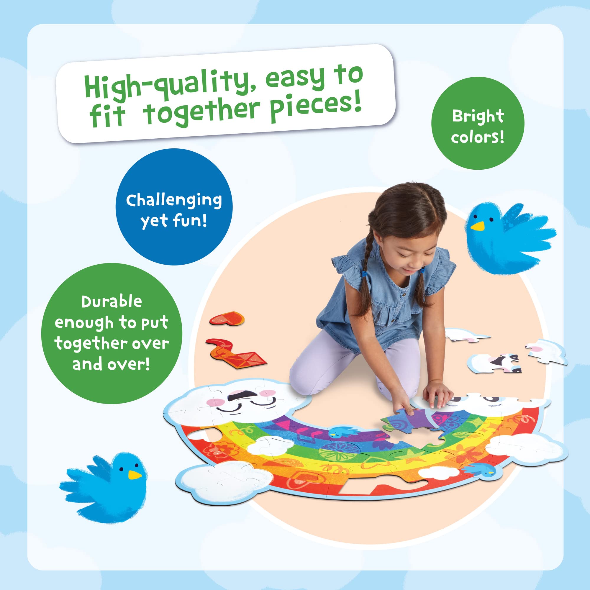 Peaceable Kingdom Shimmery Rainbow Floor Puzzle heart piece supports cooperative problem-solving activities