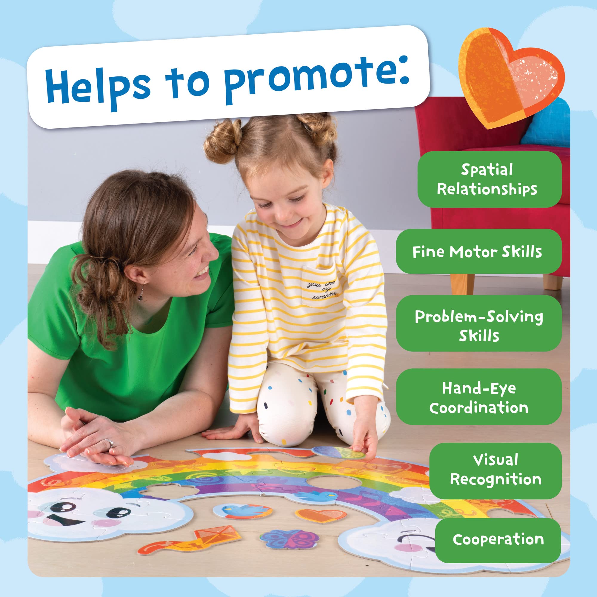 Peaceable Kingdom Shimmery Rainbow Floor Puzzle bird piece sparks imaginative classroom play