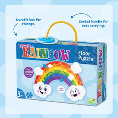 Peaceable Kingdom Shimmery Rainbow Floor Puzzle carrying case enables easy transport