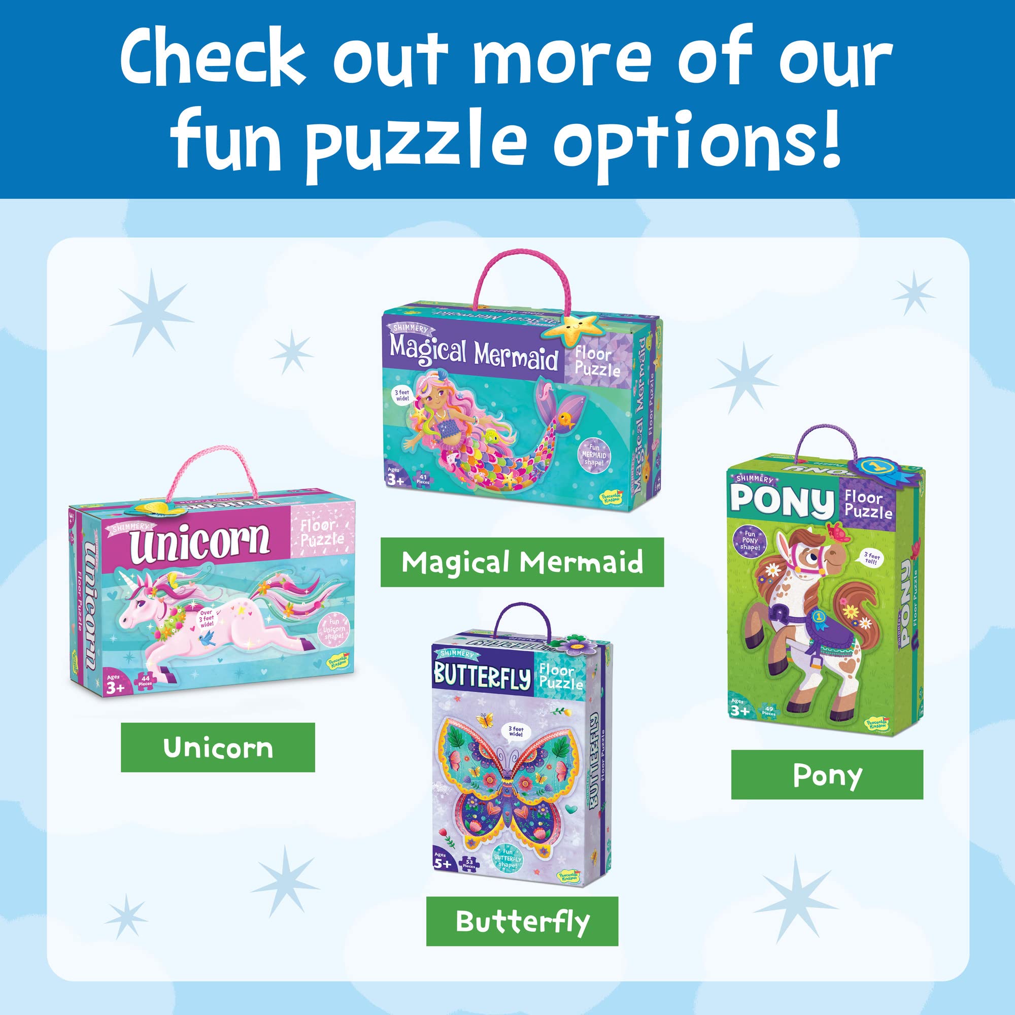Peaceable Kingdom Shimmery Rainbow Floor Puzzle ages 3 and up for family fun