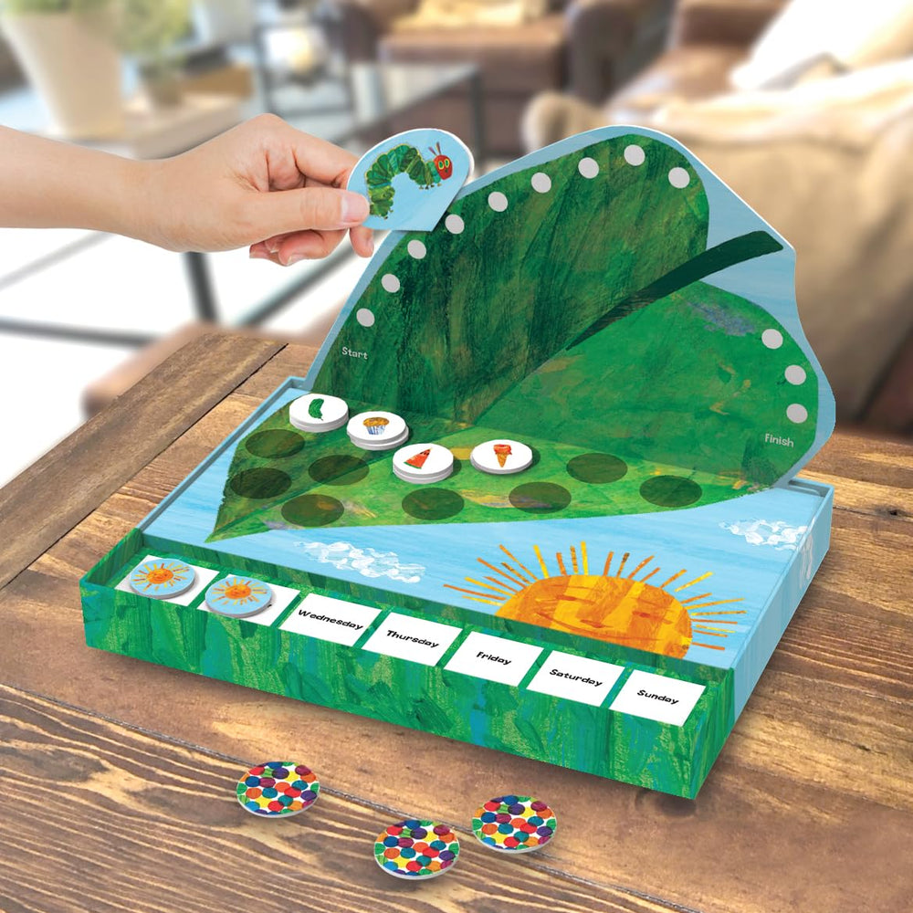 Peaceable Kingdom snack tokens featuring apples, pickles, and cake enhance tactile learning.