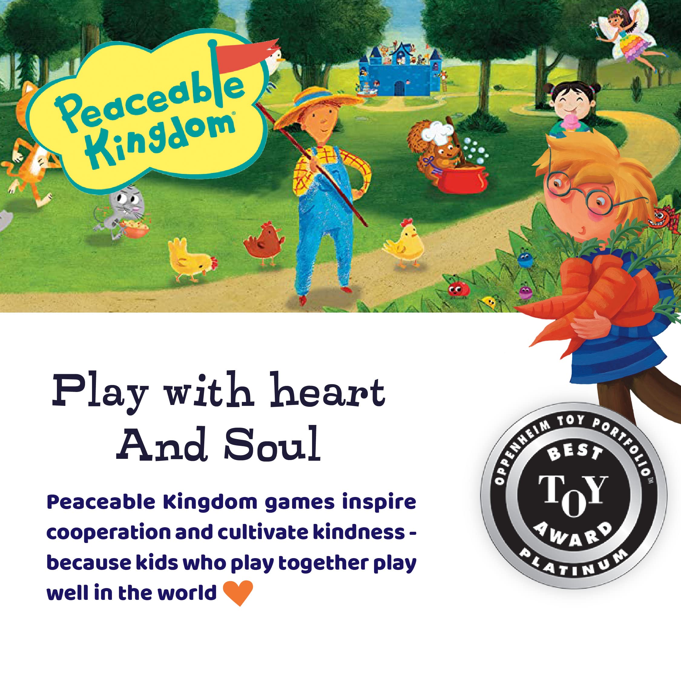 Peaceable Kingdom Stone Soup game board during play session.