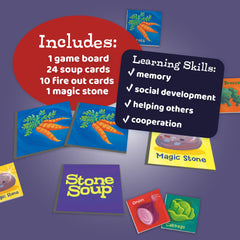 Peaceable Kingdom Stone Soup ingredients cards laid out for match play.