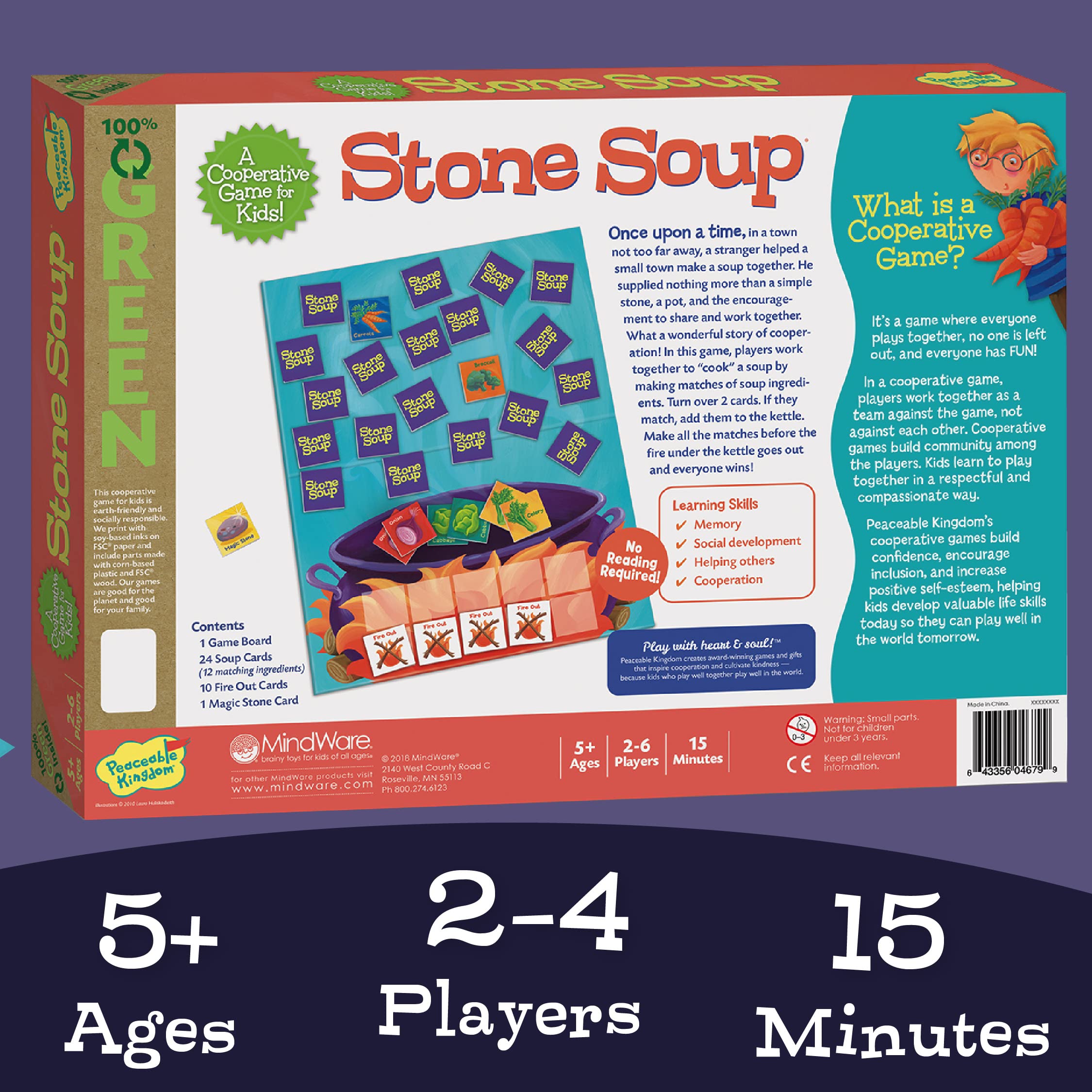 Peaceable Kingdom Stone Soup kettle and story card in use.