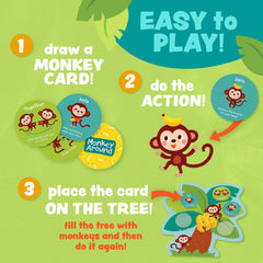 Peaceable Kingdom Monkey Around: caregiver and toddler share hugs, high fives, and balance practice.
