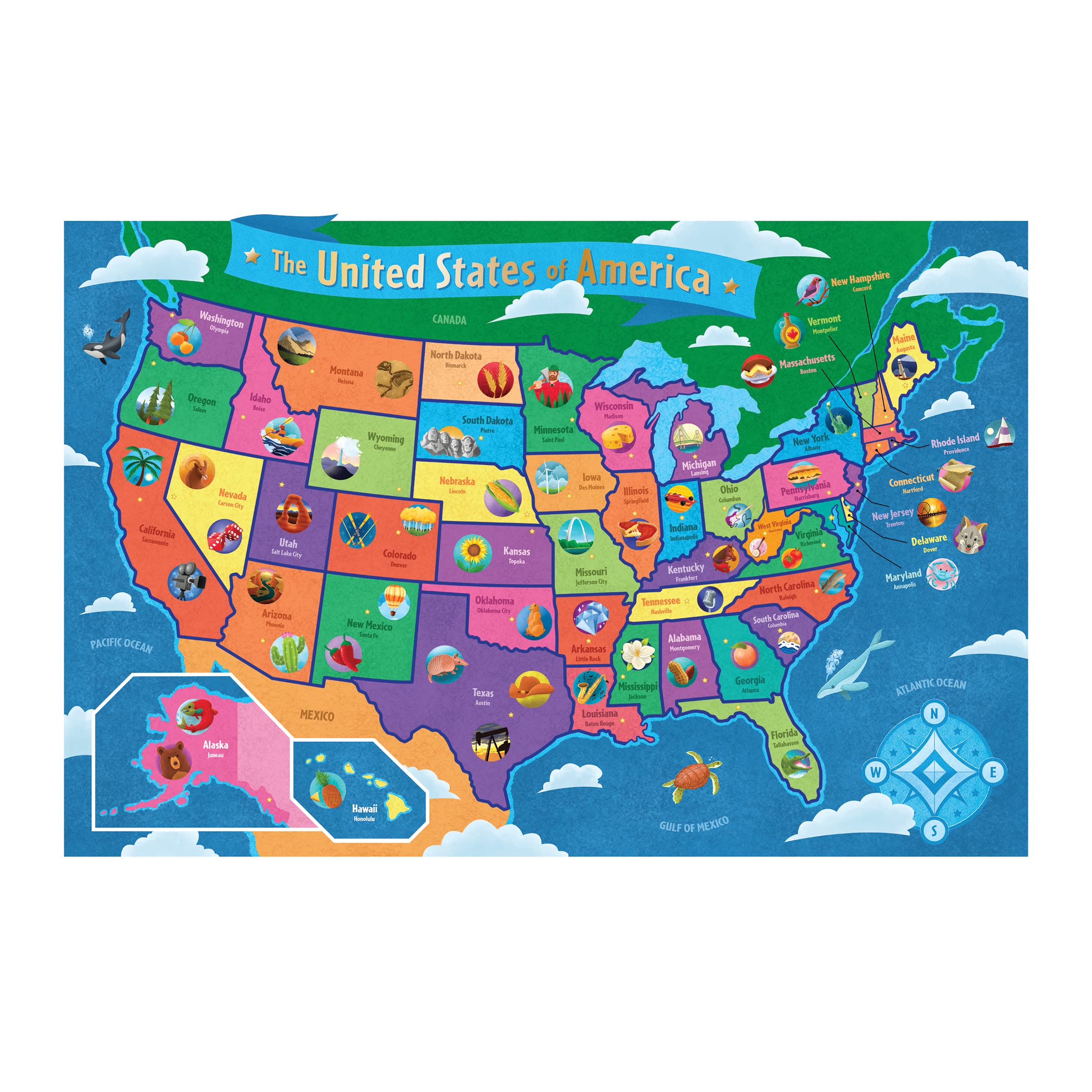Peaceable Kingdom corded handle box makes carrying easy for travel or groups.