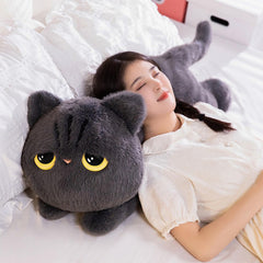 PEACH CAT grey long-cat plush back view shows soft texture