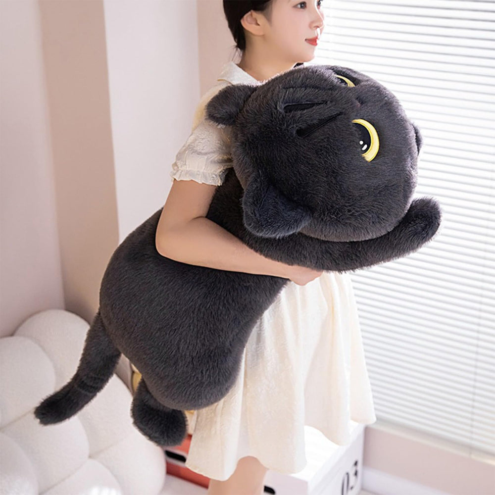 PEACH CAT 35.4-inch long cat plush front view offers cozy support