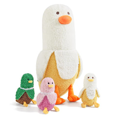 PEACH CAT Banana Duck Mommy plush, oversized cuddle companion for cozy moments.