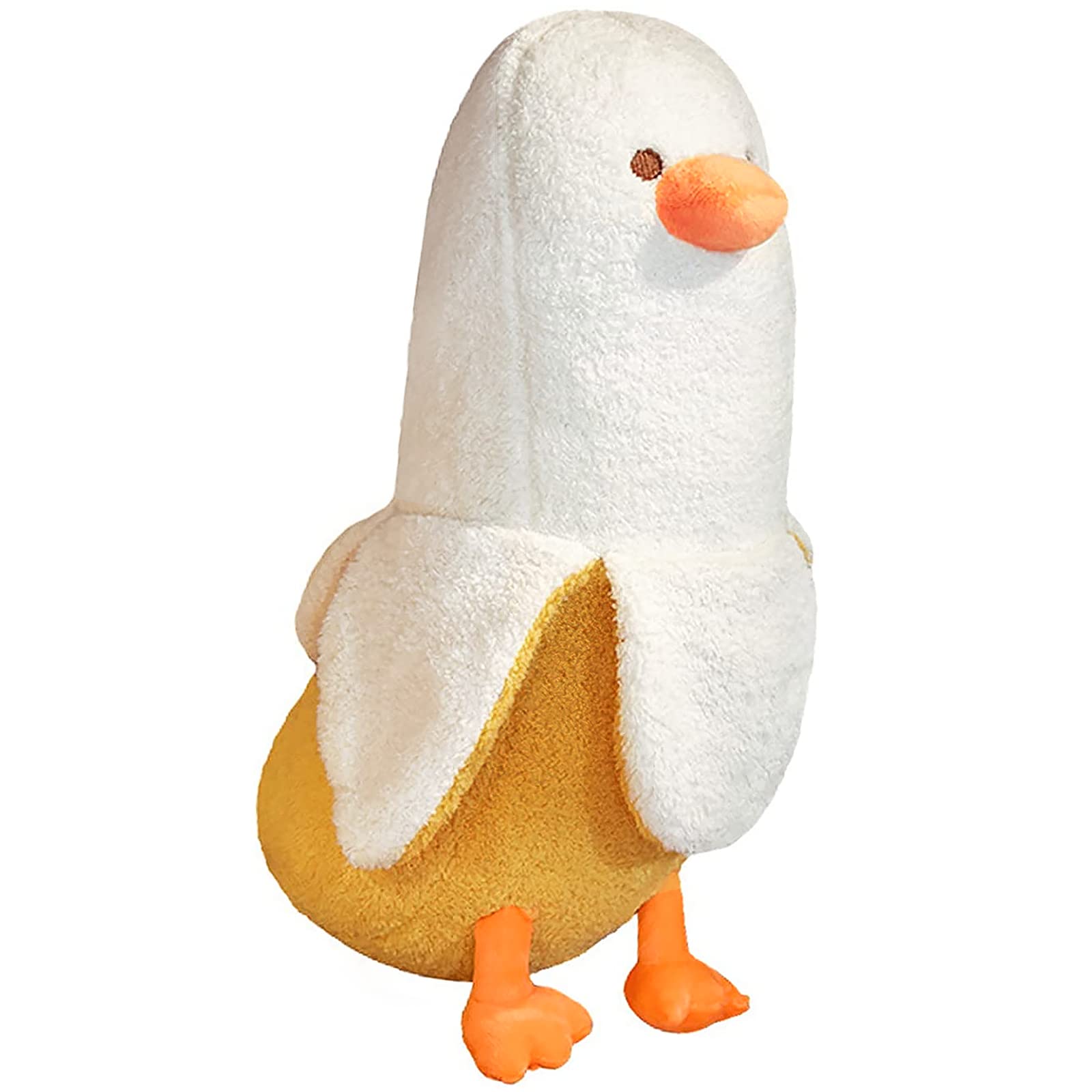 PEACH CAT banana duck plush face with soft fabric for gentle cuddles.