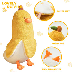 PEACH CAT Banana Duck plush on sofa for comfy lounging.