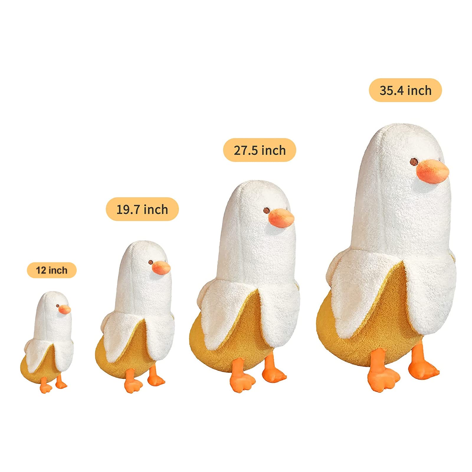 PEACH CAT Banana Duck Plush Toy, side view, portable comfort for home and travel.