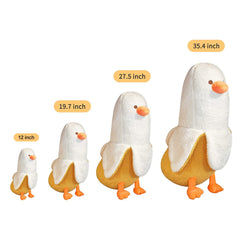 PEACH CAT Banana Duck Plush Toy, side view, portable comfort for home and travel.