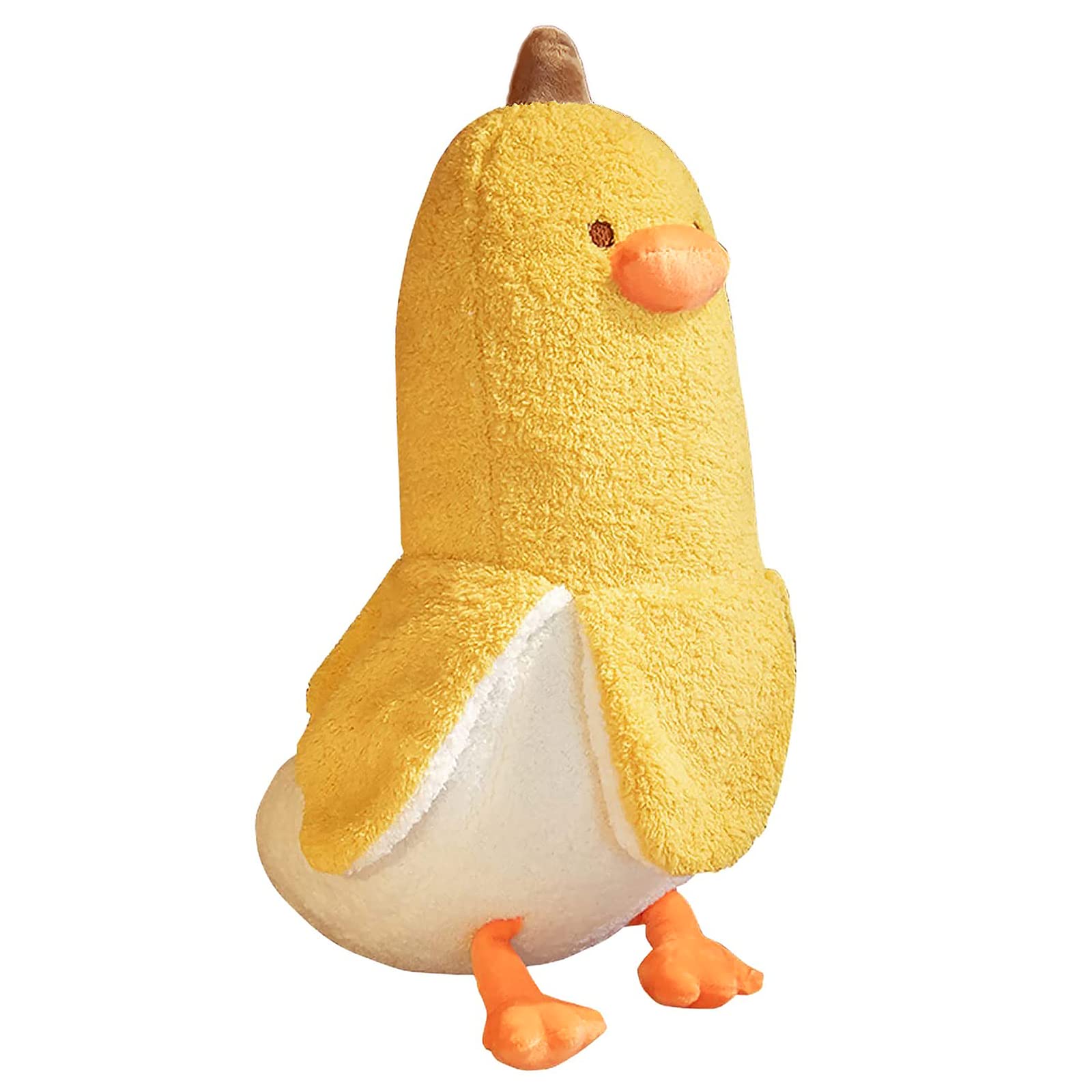 PEACH CAT Banana Duck plush face close-up for cozy hugs.