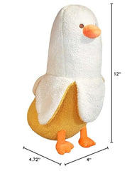 PEACH CAT Banana Duck Plush Toy nap scene, gentle bedtime friend.