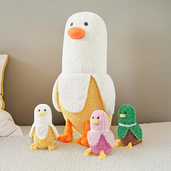 PEACH CAT Banana Duck plush arrives vacuum-packed for compact storage.