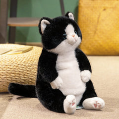 PEACH CAT black cat plush 14-inch with cuddly fur and friendly expression, ideal for hugs